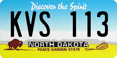 ND license plate KVS113