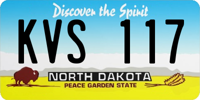 ND license plate KVS117