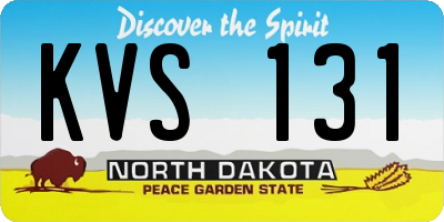 ND license plate KVS131