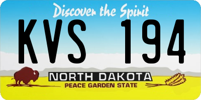 ND license plate KVS194