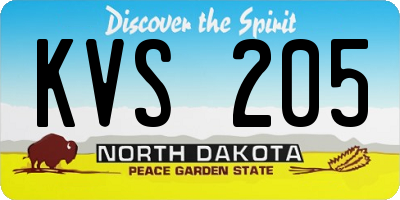 ND license plate KVS205