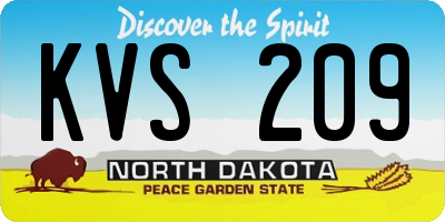 ND license plate KVS209