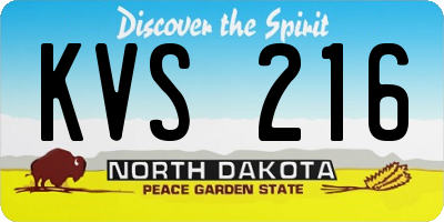 ND license plate KVS216