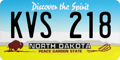 ND license plate KVS218