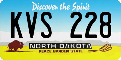 ND license plate KVS228