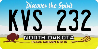 ND license plate KVS232