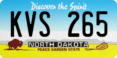 ND license plate KVS265