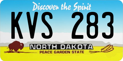 ND license plate KVS283