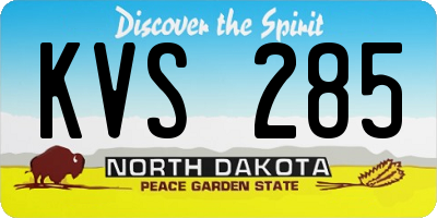ND license plate KVS285