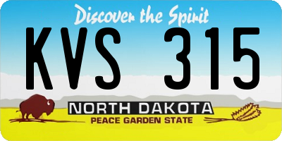 ND license plate KVS315