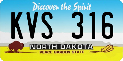 ND license plate KVS316