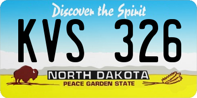 ND license plate KVS326