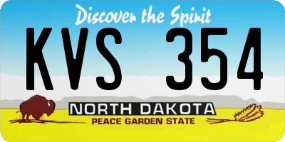ND license plate KVS354