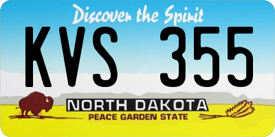 ND license plate KVS355