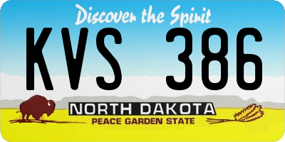 ND license plate KVS386