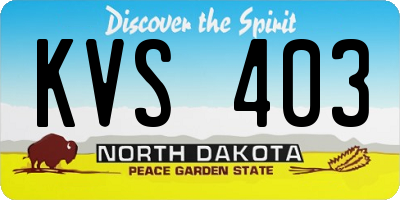 ND license plate KVS403
