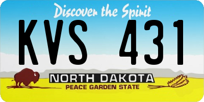 ND license plate KVS431