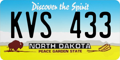 ND license plate KVS433