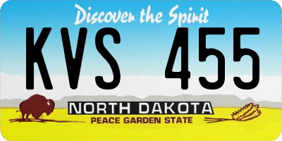 ND license plate KVS455