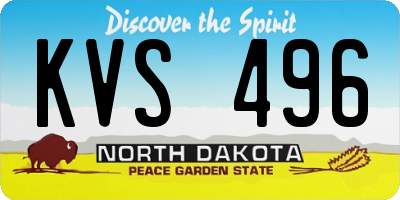 ND license plate KVS496