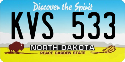 ND license plate KVS533