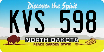 ND license plate KVS598