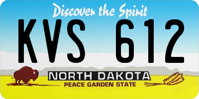 ND license plate KVS612