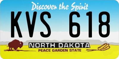 ND license plate KVS618