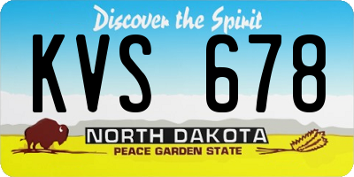 ND license plate KVS678