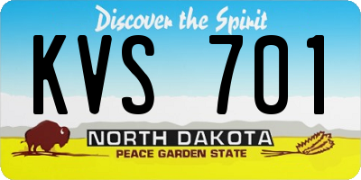 ND license plate KVS701
