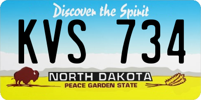 ND license plate KVS734