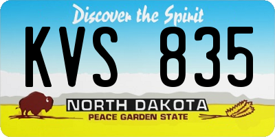 ND license plate KVS835