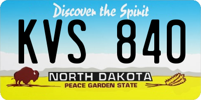 ND license plate KVS840