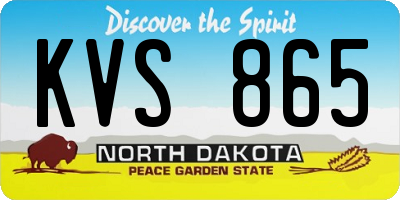 ND license plate KVS865