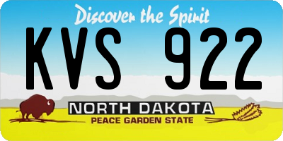 ND license plate KVS922