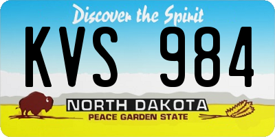ND license plate KVS984