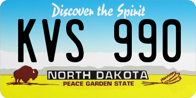 ND license plate KVS990