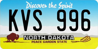 ND license plate KVS996
