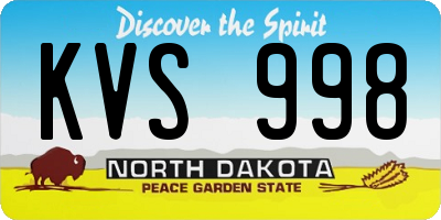 ND license plate KVS998