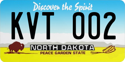 ND license plate KVT002