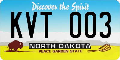 ND license plate KVT003