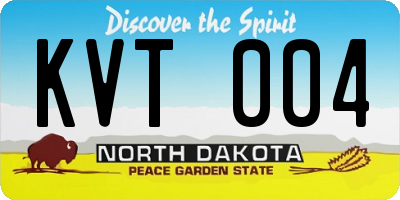 ND license plate KVT004