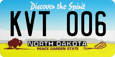 ND license plate KVT006