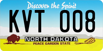 ND license plate KVT008