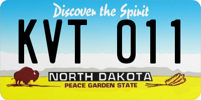 ND license plate KVT011