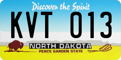 ND license plate KVT013