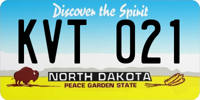 ND license plate KVT021
