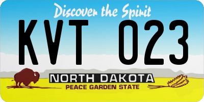 ND license plate KVT023