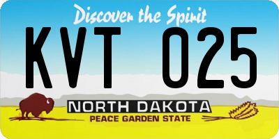 ND license plate KVT025