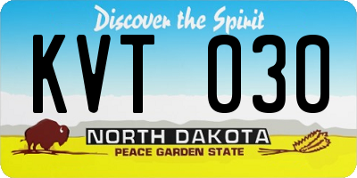ND license plate KVT030